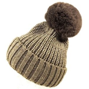 NORLA ⚜ WOMEN'S BEANY BROWN  WOOL/ALPACA WINTER POMPOM HAT